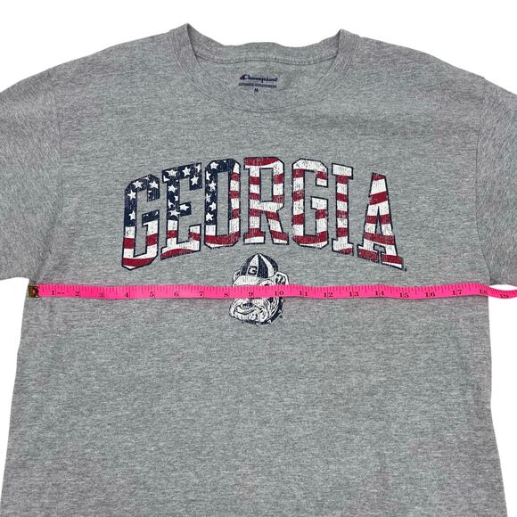 Champion Mens Gray UGA Georgia Bulldogs Stars and Stripes Logo T-Shirt Sz M - Picture 7 of 9